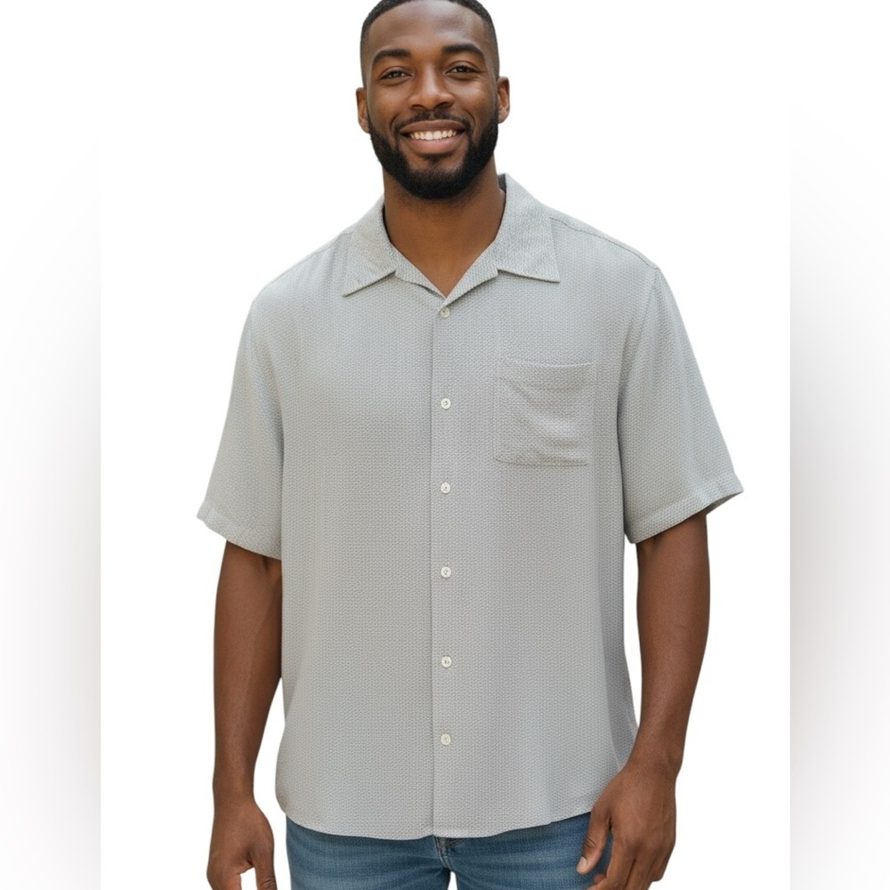 BCE Men's Bowling Short Sleeve Polo T-Shirt in Gray Size L rockabilly team shirt